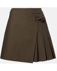 Loewe - Leather-Trimmed Cotton-Blend Wrap Skirt - Lyst