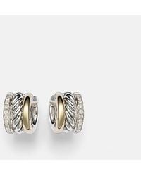 David Yurman - Dy Mercer Sterling And 18Kt Huggie Earrings With Diamonds - Lyst