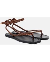Veronica Beard - Carmina Leather-Trimmed Thong Sandals - Lyst
