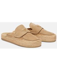 Prada - Mules Espadrilles En Daim - Lyst