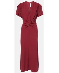 Victoria Beckham - Gathered Wool-Blend Midi Dress - Lyst