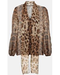 Dolce & Gabbana - Leopard-print Silk Chiffon Blouse - Lyst