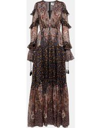Etro - Paisley Pleated Metallic Silk Gown - Lyst