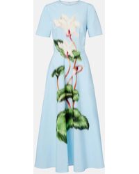 Oscar de la Renta - Printed Cotton-Blend Midi Dress - Lyst