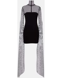 Norma Kamali - Turtleneck Jersey And Mesh Minidress - Lyst