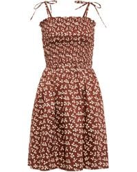 Tory Burch - Printed Smocked Cotton Minidress - Lyst