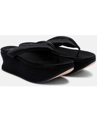Balenciaga - Gaeta Satin Wedge Thong Sandals - Lyst