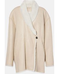 Isabel Marant - Shearling-Trimmed Leather Zip Coat - Lyst