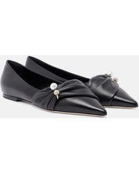 Jimmy Choo - Rafi Embellished Leather Ballet Flats - Lyst