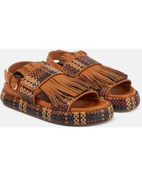 Ulla Johnson - Fringed Woven Leather Sandals - Lyst