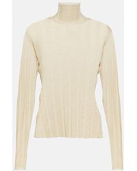 The Row - Daxy Linen And Silk Turtleneck Top - Lyst