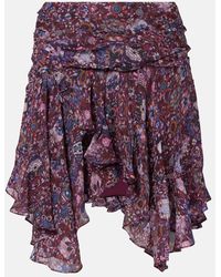 Isabel Marant - Minifalda Asimetrica Berencia Floral Con Volantes - Lyst