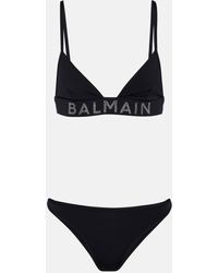 Balmain - Bikini a ornements et logo - Lyst