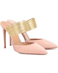 Aquazzura Rendez Vous 105 Suede Mules - Pink