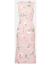 Erdem - Floral Cotton-Blend Faille Midi Dress - Lyst