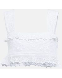 Isabel Marant - Mecelia Anglaise Cotton And Silk Crop Top - Lyst
