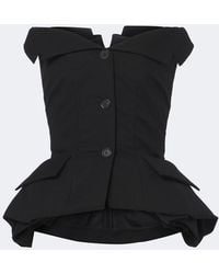 Magda Butrym - Peplum Cotton Bustier Top - Lyst