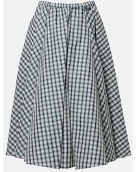 Prada - Checked Cotton-Blend Chambray Midi Skirt - Lyst