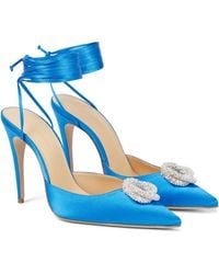 Magda Butrym Crystal-embellished Satin Court Shoes - Blue