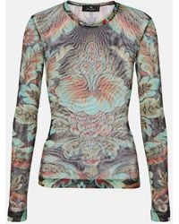 Etro - Bedrucktes Top Aus Jersey - Lyst