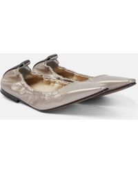 Brunello Cucinelli - Metallic Leather Ballet Flats - Lyst