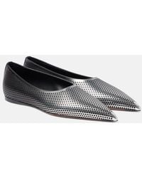 Alaïa - Degrade Fishnet Leather Ballet Flats - Lyst