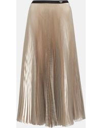 Prada - Pleated Metallic Voile Midi Skirt - Lyst