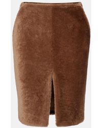 Saint Laurent - Shearling Pencil Skirt - Lyst
