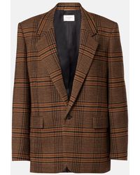 Saint Laurent - Checked Wool Blazer - Lyst