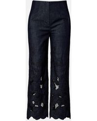 Veronica Beard - Osborne Cotton Chambray Wide-Leg Pants - Lyst