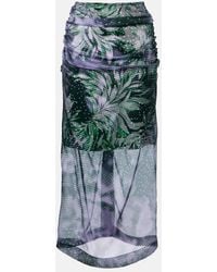 Dries Van Noten - Printed Silk-Blend Midi Skirt - Lyst
