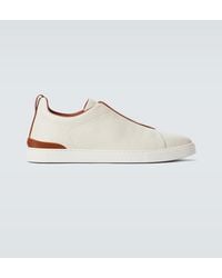 ZEGNA - Deerskin Triple Stitchtm Sneakers - Lyst