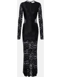 Rabanne - Lace-Trimmed Jersey Maxi Dress - Lyst