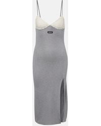 Miu Miu - Lace-Trimmed Silk Jersey Midi Dress - Lyst