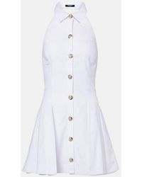 Balmain - Flared Cotton-Poplin Halter-Neck Mini Shirt Dress - Lyst