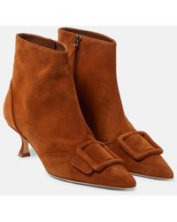 Manolo Blahnik - Baylow Embellished Suede Ankle Boots - Lyst