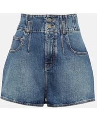 Alaïa - Shorts Di Jeans A Vita Alta - Lyst