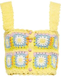ALÉMAIS Petra Crochet Cotton Top - Yellow