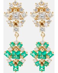 Suzanne Kalan - La Fantaisie 18kt Gold Drop Earrings With Diamonds And Emeralds - Lyst