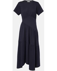 FRAME - Gathered Paneled Cotton Midi Dress - Lyst