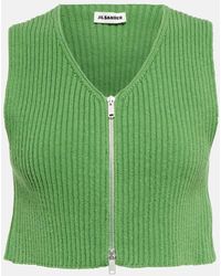 Jil Sander - Ribbed-knit Cotton Crop Top - Lyst