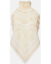 Versace - Top De Georgette Con Cuello Halter - Lyst