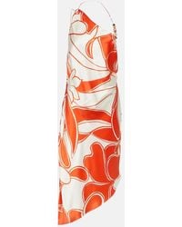 SIR. - Ramona Printed Silk Midi Dress - Lyst