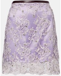 JACQUES WEI - Embellished Lace Miniskirt - Lyst