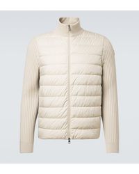Moncler - Down-Paneled Wool-Trimmed Zip-Up Cardigan - Lyst
