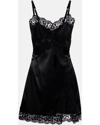 Dolce & Gabbana - Slipdress Aus Satin Mit Spitze - Lyst