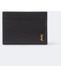 Saint Laurent - Cassandre Croc-Effect Leather Card Holder - Lyst
