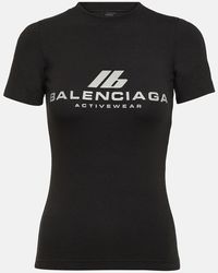 Balenciaga - Logo Cotton-blend Jersey T-shirt - Lyst