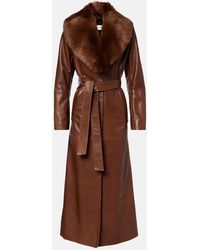 Nour Hammour - Dakota Shearling-Trimmed Leather Coat - Lyst