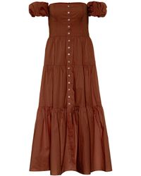 STAUD Off-Shoulder-Kleid Elio - Braun